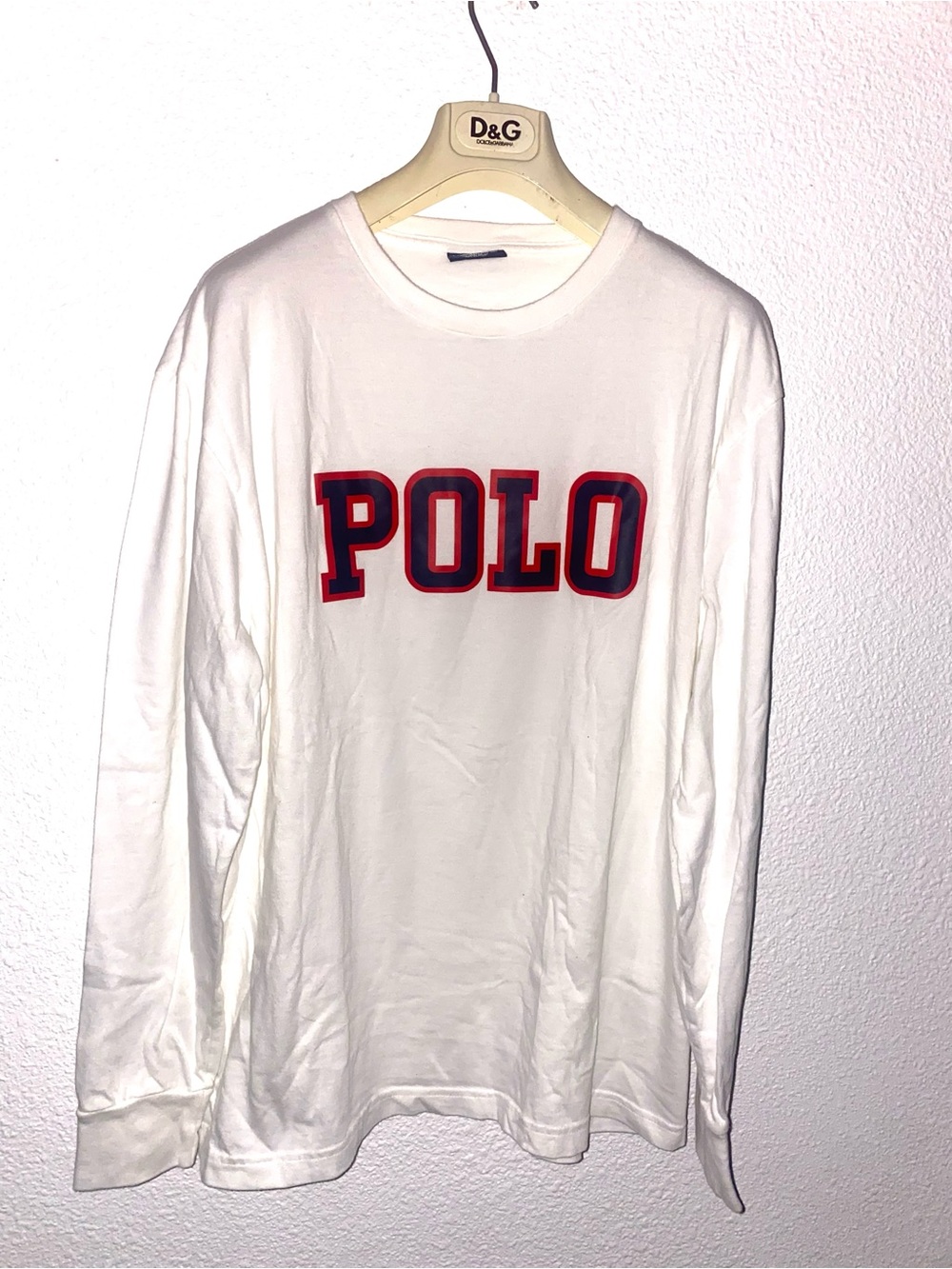 Polo by Ralph Lauren White Long Sleeve Tee with Navy Tag
